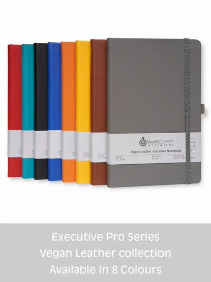 8.50 x 5.50in - A5 Notebooks - Vegan Leather - LINED: Red / Lined