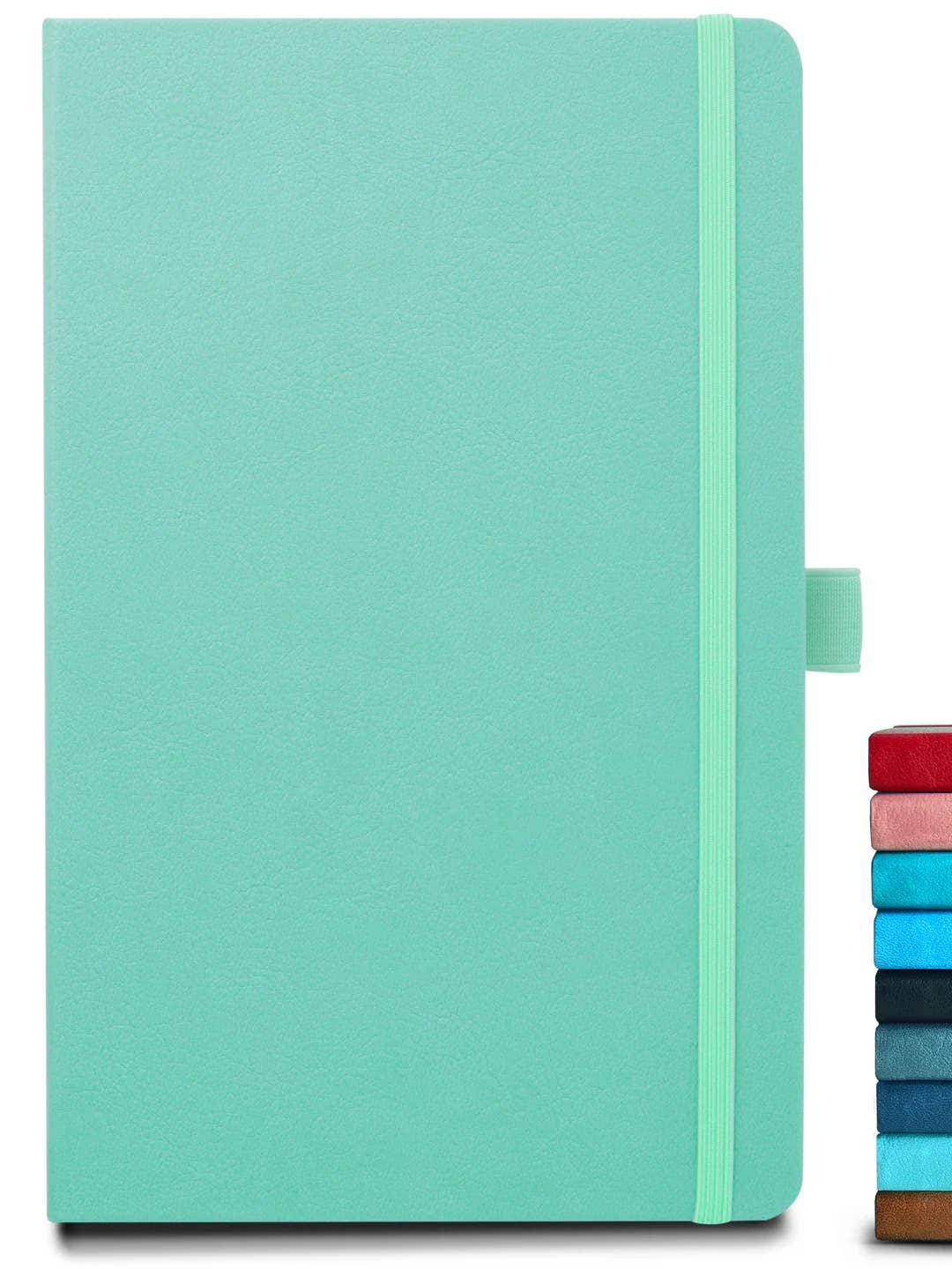 8.50 x 5.50in - A5 Notebooks - Vegan Leather - LINED: Mint / Lined