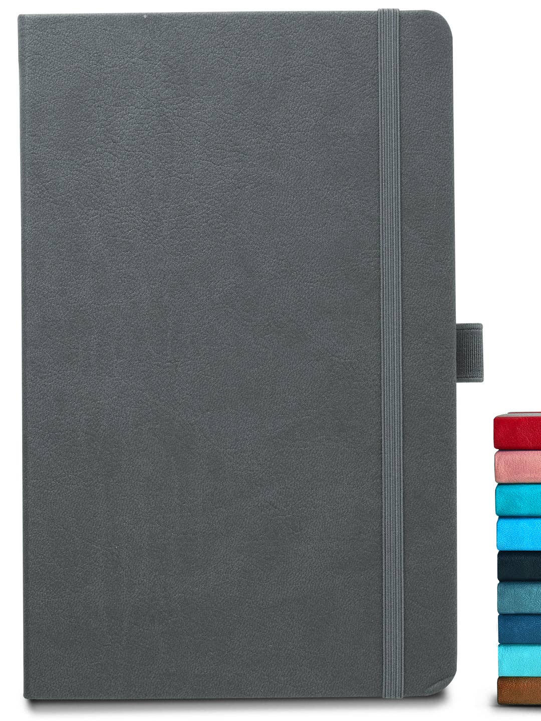 8.50 x 5.50in - A5 Notebooks - Vegan Leather - LINED: Black / Lined