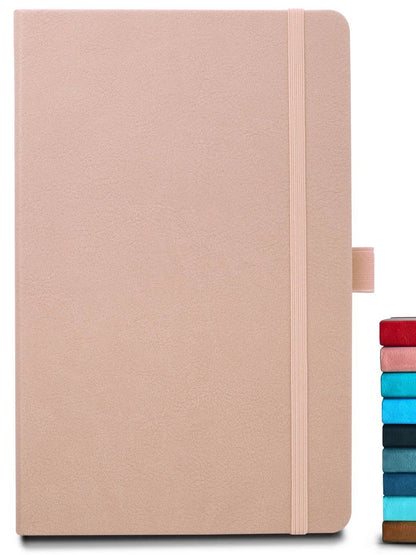 8.50 x 5.50in - A5 Notebooks - Vegan Leather - LINED: Black / Lined