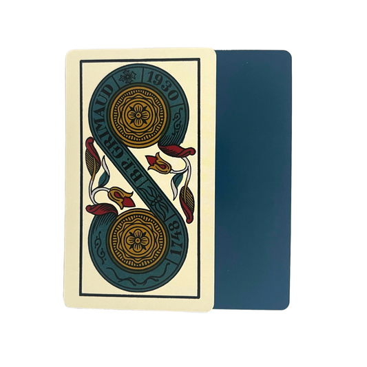 Tarot card with decorative design on a beige background