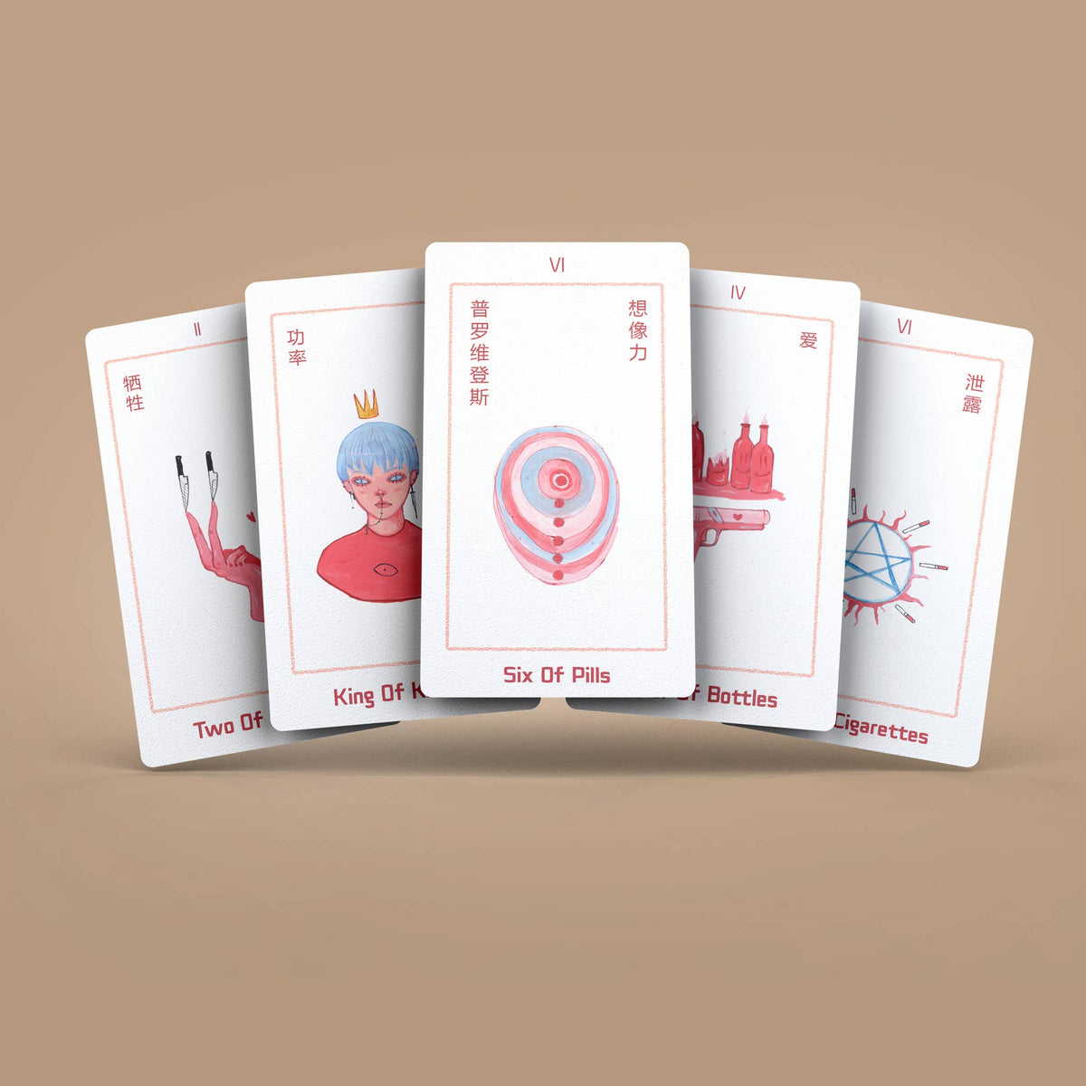 Pink Pain Tarot 78+2 Extra Cards Deck