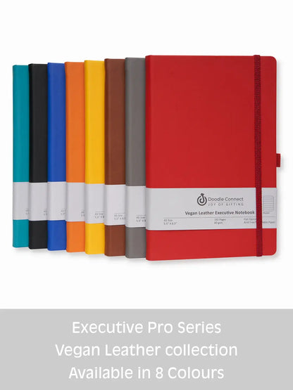 8.50 x 5.50in - A5 Notebooks - Vegan Leather - LINED: Black / Lined