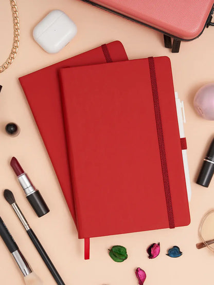 8.50 x 5.50in - A5 Notebooks - Vegan Leather - LINED: Black / Lined
