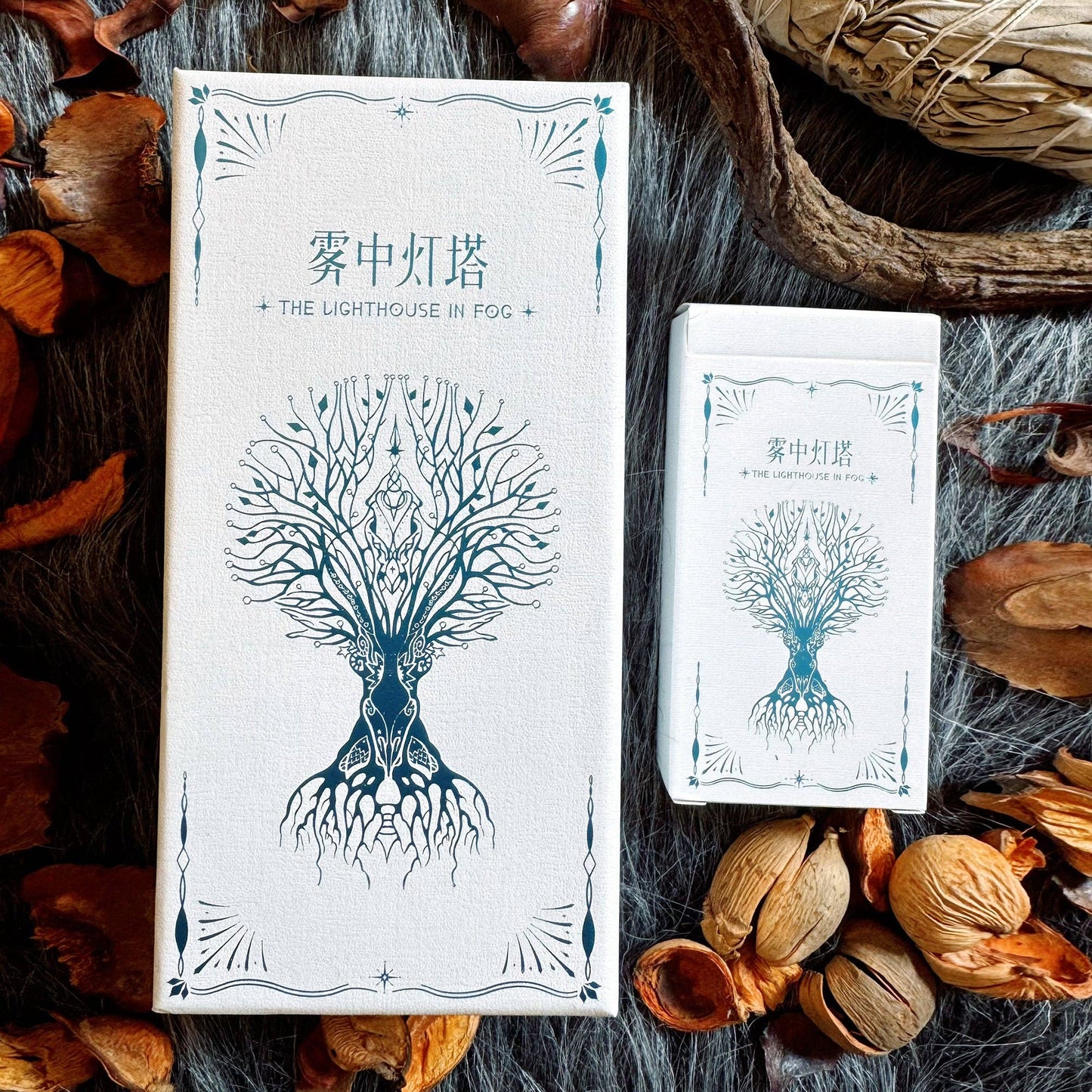 The Lighthouse in Fog Tarot: Blue / Portable